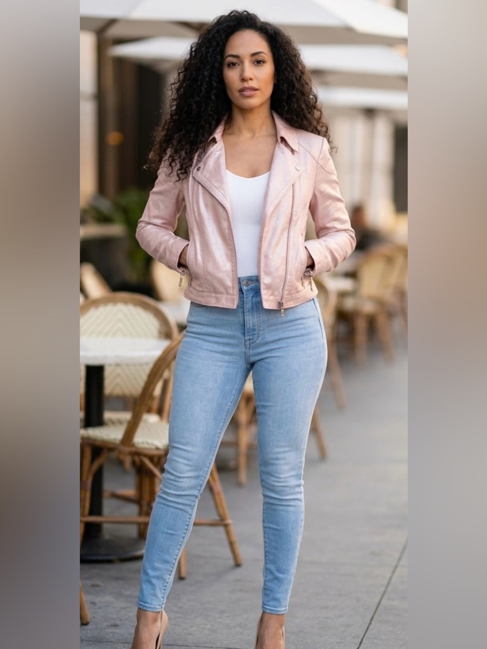 Guess Moto Style - Vintage Shimmering Pink Jacket!